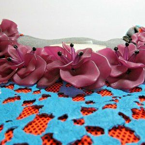 Ken Samudio Sweatshirt Runway Beaded Flowers Neon